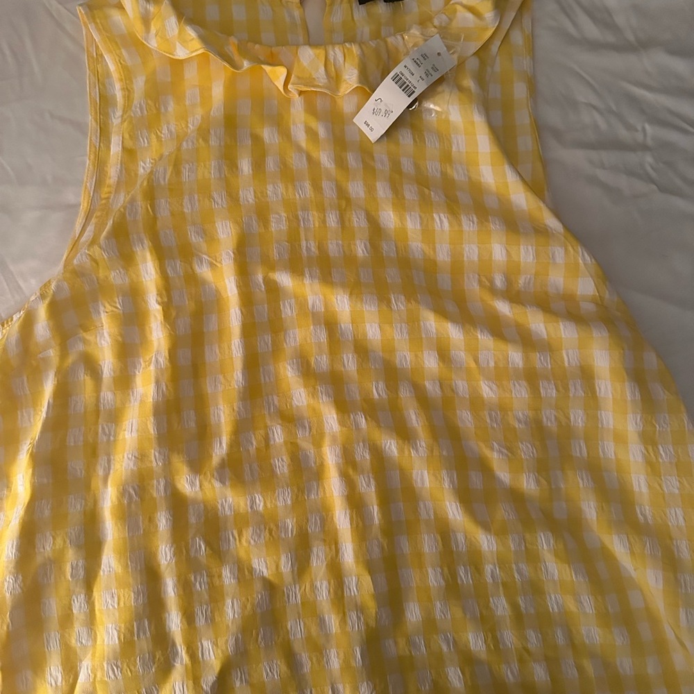 J. Crew Yellow and White Sleeveless Tank Top with Peter Pan Collar
